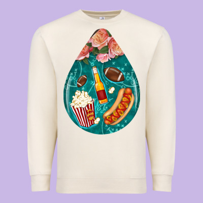 American Football And Western Roses Teardrop Premium Sweatshirt Designed By Bundleandbundleshop