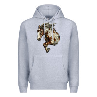 Heather Grey Mustang Horse Premium Hoodie - LillyAllenDesigns