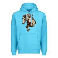 Ocean Blue Mustang Horse Premium Hoodie - LillyAllenDesigns