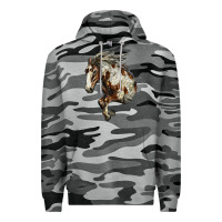 Slate Camo Mustang Horse Premium Hoodie - LillyAllenDesigns