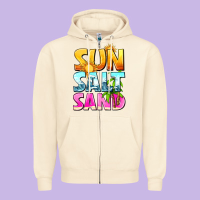 Sun Salt Sand Zipper Hoodie Designed By Texasbilliewilder