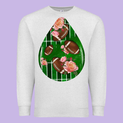 American Football And Western Roses Teardrop Premium Sweatshirt Designed By Bundleandbundleshop