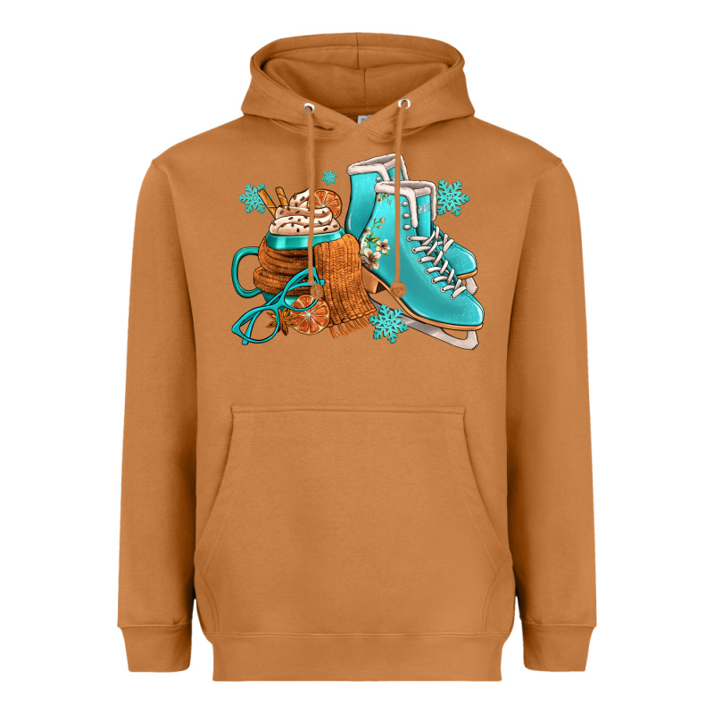 Winter Ice Skating Boots And Coffee Heavyweight Hoodie by FaDigitalArtStudio | Teevron
