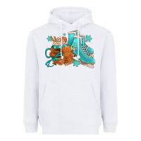 White Winter Ice Skating Boots And Coffee Heavyweight Hoodie - FaDigitalArtStudio