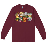 Burgundy cute baby safari animals coffee cups Long Sleeve Tee - texasbilliewilder