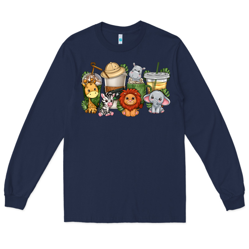 Cute Baby Safari Animals Coffee Cups Long Sleeve Tee by texasbilliewilder | Teevron