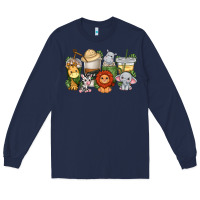 Navy cute baby safari animals coffee cups Long Sleeve Tee - texasbilliewilder
