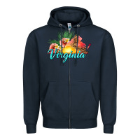 Navy summer virginia Zipper Hoodie - texasbilliewilder