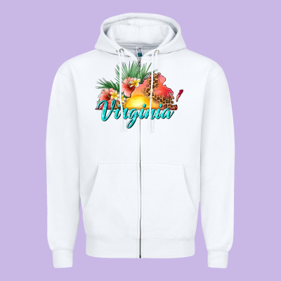 Summer Virginia Zipper Hoodie Designed By Texasbilliewilder