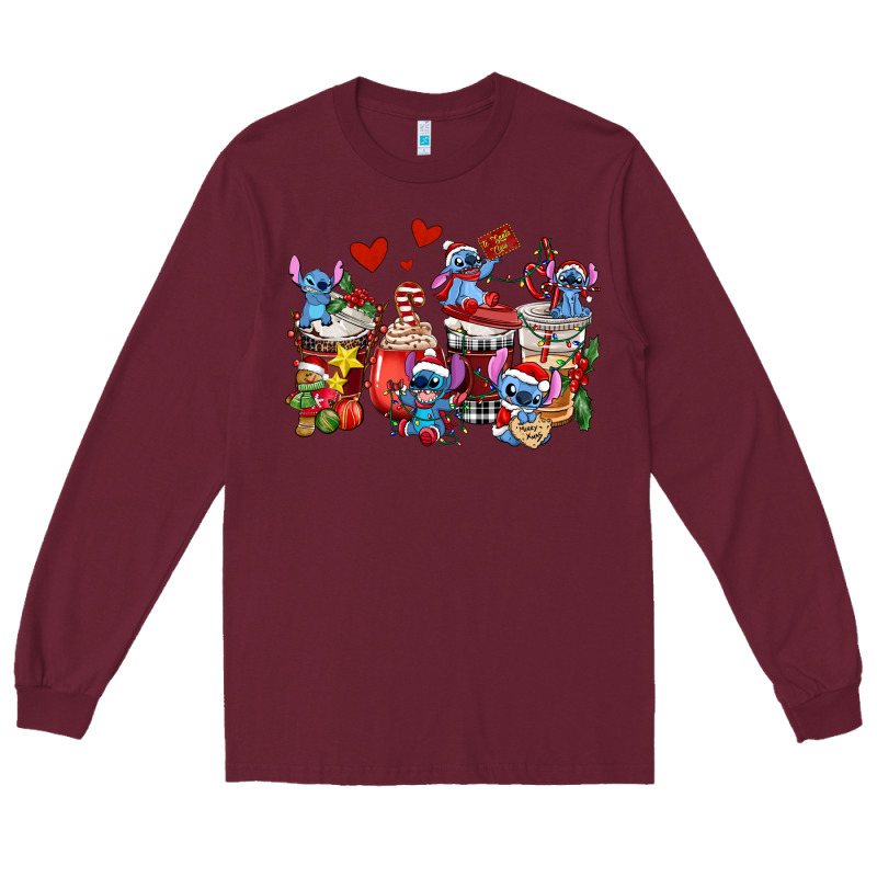 Christmas Stitch Coffee Cups Long Sleeve Tee by AdoDesignShop | Teevron