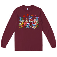 Burgundy christmas stitch coffee cups Long Sleeve Tee - AdoDesignShop