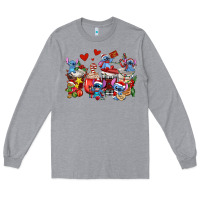 Heather Grey christmas stitch coffee cups Long Sleeve Tee - AdoDesignShop