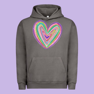 Valentine's Day Colorful Heart Urban Hoodie Designed By Maliassmallbusiness