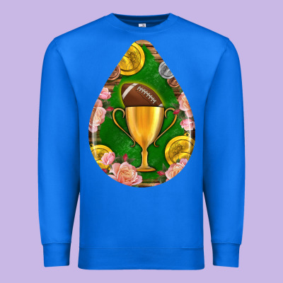 American Football And Western Roses Teardrop Premium Sweatshirt Designed By Bundleandbundleshop