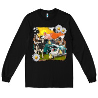 Black cowhide farm truck with farm animals Long Sleeve Tee - texasbilliewilder