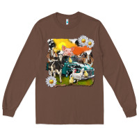 Chestnut cowhide farm truck with farm animals Long Sleeve Tee - texasbilliewilder