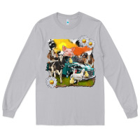 Moon Dust cowhide farm truck with farm animals Long Sleeve Tee - texasbilliewilder