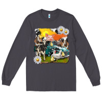 Smoke cowhide farm truck with farm animals Long Sleeve Tee - texasbilliewilder