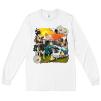 White cowhide farm truck with farm animals Long Sleeve Tee - texasbilliewilder