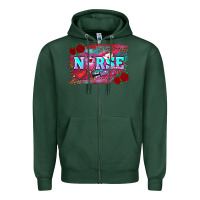 Sports Green valentine's day nurse with leopard and turquoise background Zipper Hoodie - RanaPortraitStore