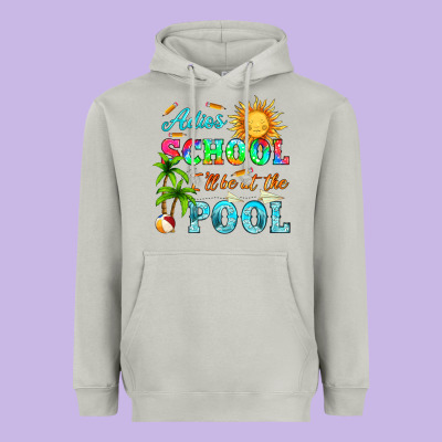 Adios School I Ll Be At The Pool Heavyweight Hoodie Designed By Hra Design Shop