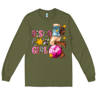 Army Green disco cowgirl Long Sleeve Tee - texasbilliewilder