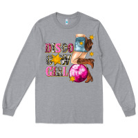 Heather Grey disco cowgirl Long Sleeve Tee - texasbilliewilder
