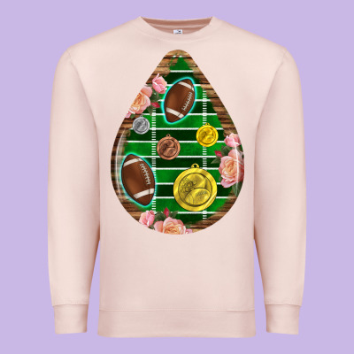American Football And Western Roses Teardrop Premium Sweatshirt Designed By Bundleandbundleshop