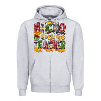 Heather Grey nacho average teacher Zipper Hoodie - Zillion Design Studio