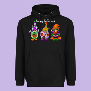 Happy Halloween Gnomes White Heavyweight Hoodie Designed By Racoondesign