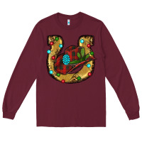 Burgundy Christmas Horseshoe Long Sleeve Tee - RanaPortraitStore