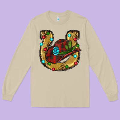Long Sleeve Tee Christmas Horseshoe