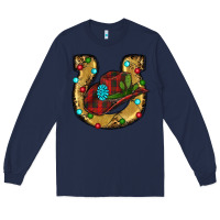 Navy Christmas Horseshoe Long Sleeve Tee - RanaPortraitStore