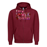 Burgundy one loved teacher Zipper Hoodie - RanaPortraitStore