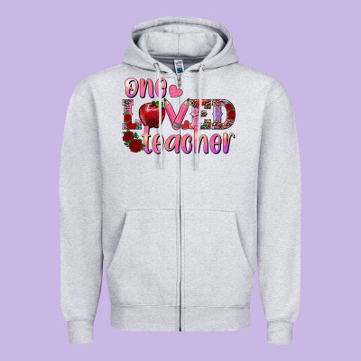 One Loved Teacher Zipper Hoodie Designed By Ranaportraitstore