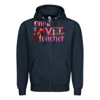 Navy one loved teacher Zipper Hoodie - RanaPortraitStore