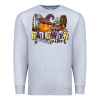 Heather Grey halloween vibes Premium Sweatshirt - AdoDesignShop