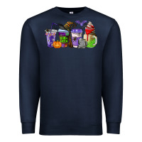 Navy halloween coffee cups Premium Sweatshirt - AdoDesignShop