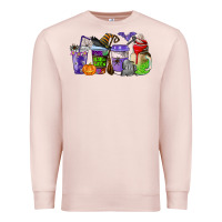 Pale Pink halloween coffee cups Premium Sweatshirt - AdoDesignShop