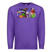 Purple halloween coffee cups Premium Sweatshirt - AdoDesignShop