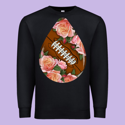 American Football And Western Roses Teardrop Premium Sweatshirt Designed By Bundleandbundleshop