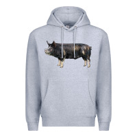 Heather Grey berkshire pig Premium Hoodie - LillyAllenDesigns