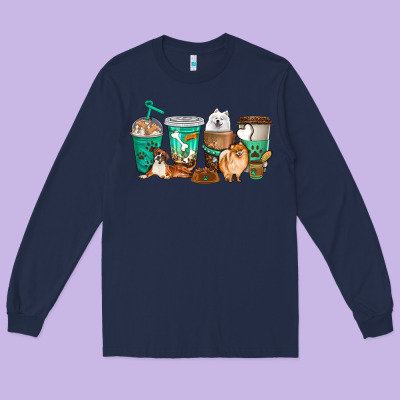Long Sleeve Tee dog coffee cups