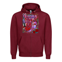 Burgundy nursing is a work of heart Zipper Hoodie - RanaPortraitStore