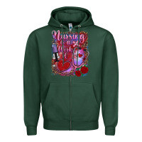 Sports Green nursing is a work of heart Zipper Hoodie - RanaPortraitStore