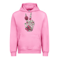 Fuchsia Pink pink gemstone peace skeleton hand Urban Hoodie - MaliasSmallBusiness