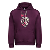 Mauve Wine pink gemstone peace skeleton hand Urban Hoodie - MaliasSmallBusiness