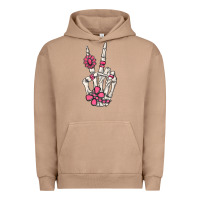 Pigment Burro pink gemstone peace skeleton hand Urban Hoodie - MaliasSmallBusiness