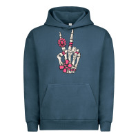 Pigment Midnight Navy pink gemstone peace skeleton hand Urban Hoodie - MaliasSmallBusiness