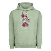 Pigment Oil Green pink gemstone peace skeleton hand Urban Hoodie - MaliasSmallBusiness